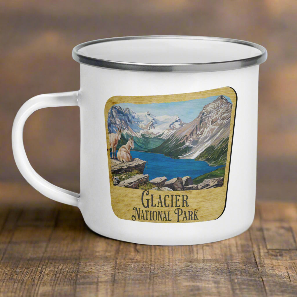 Glacier National Park Sign Enamel Camp Mug