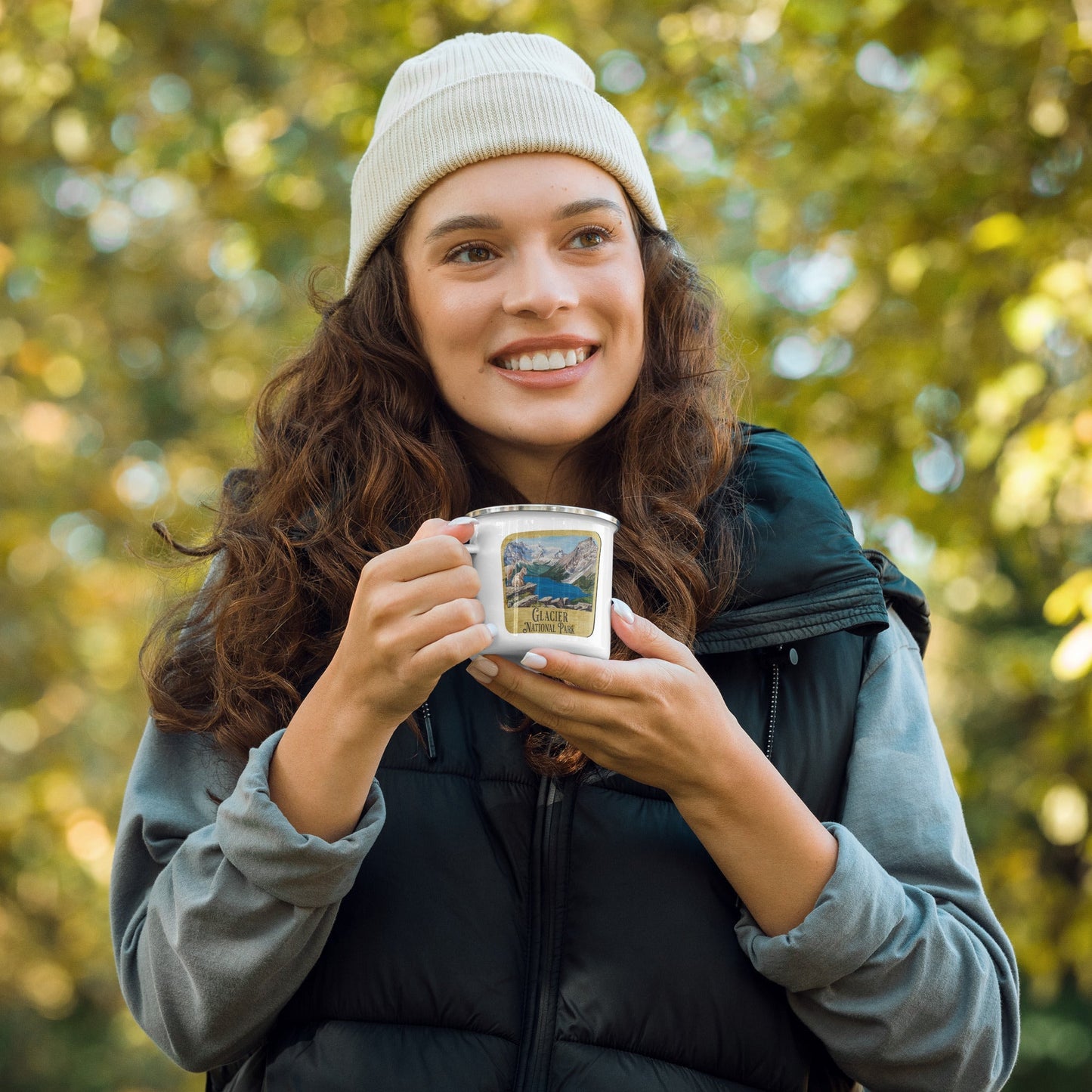 Glacier National Park Sign Enamel Camp Mug