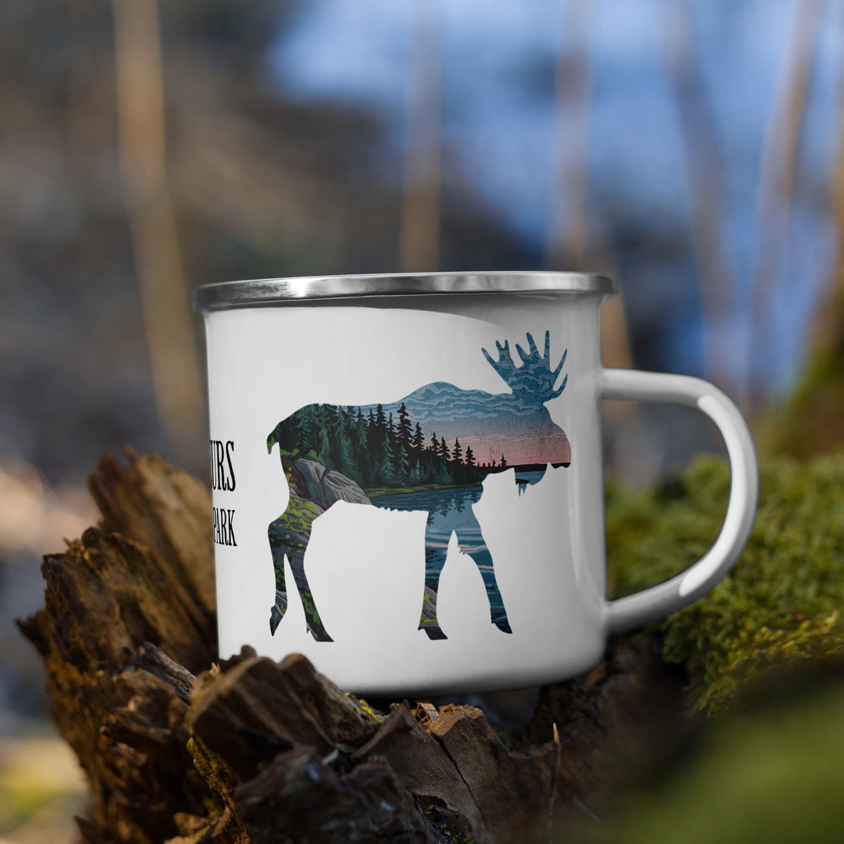 Durable Enamel Camp Mug 12oz Voyageurs National Park Moose