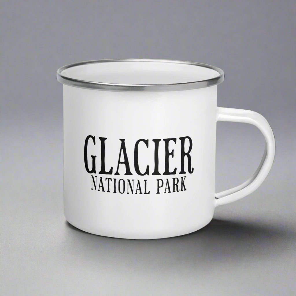 Glacier National Park Sign Enamel Camp Mug