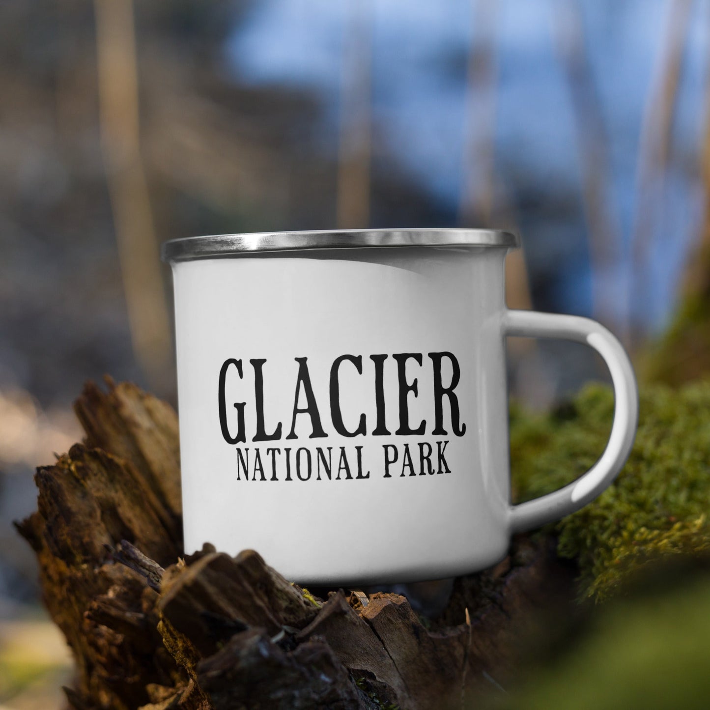 Glacier National Park Sign Enamel Camp Mug