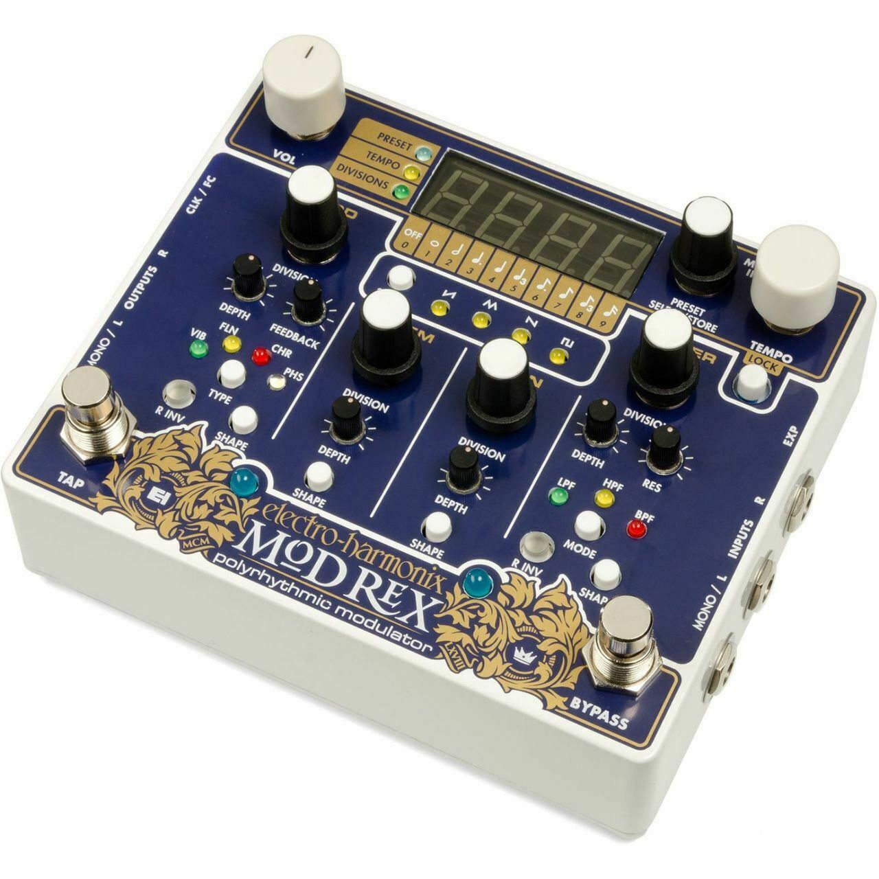 Mod Rex Polyrhythmic Modulator Pedal with Four Modulation Effects Electro Harmonix