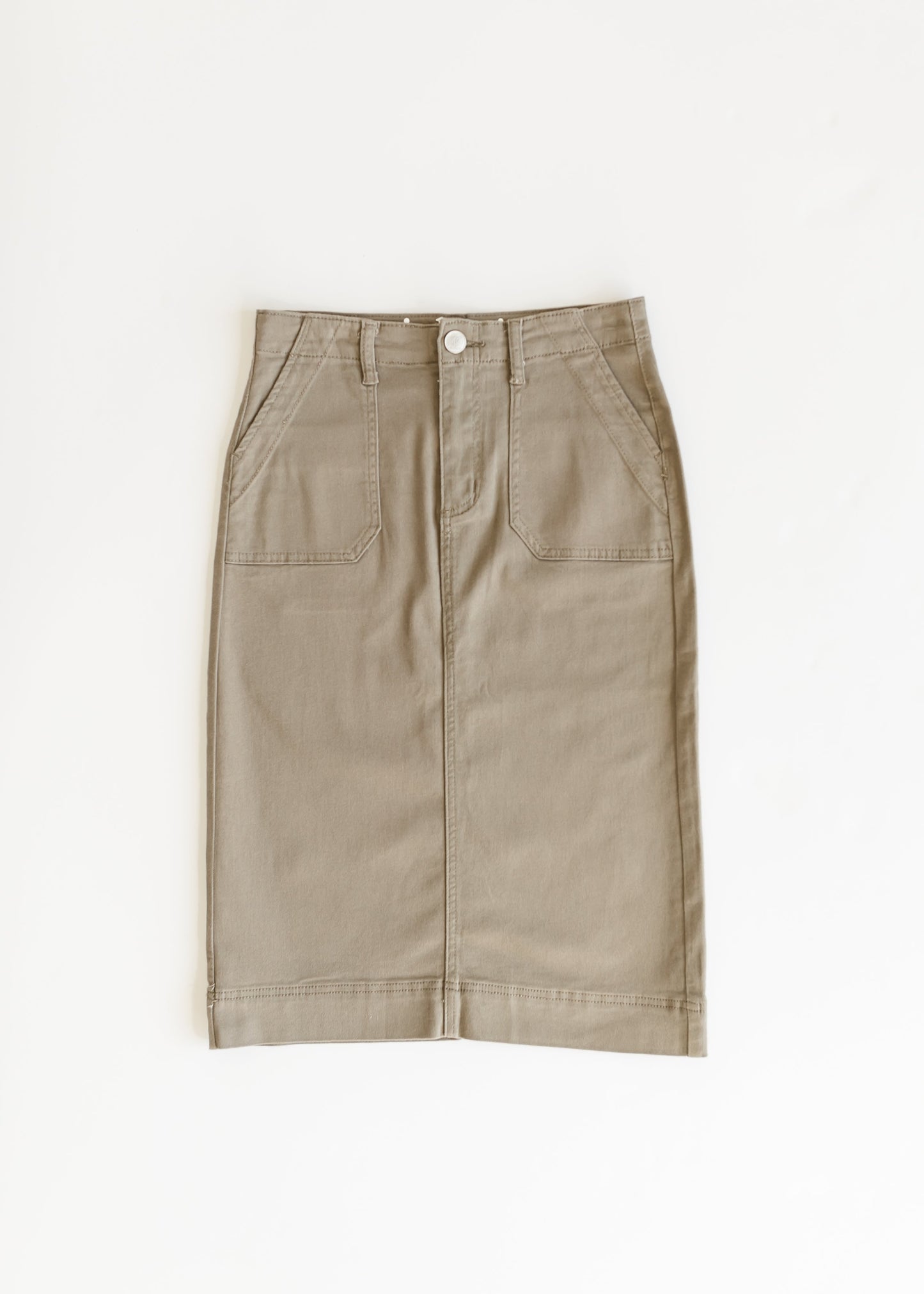 Cotton Twill Stretch Midi Skirt Erica