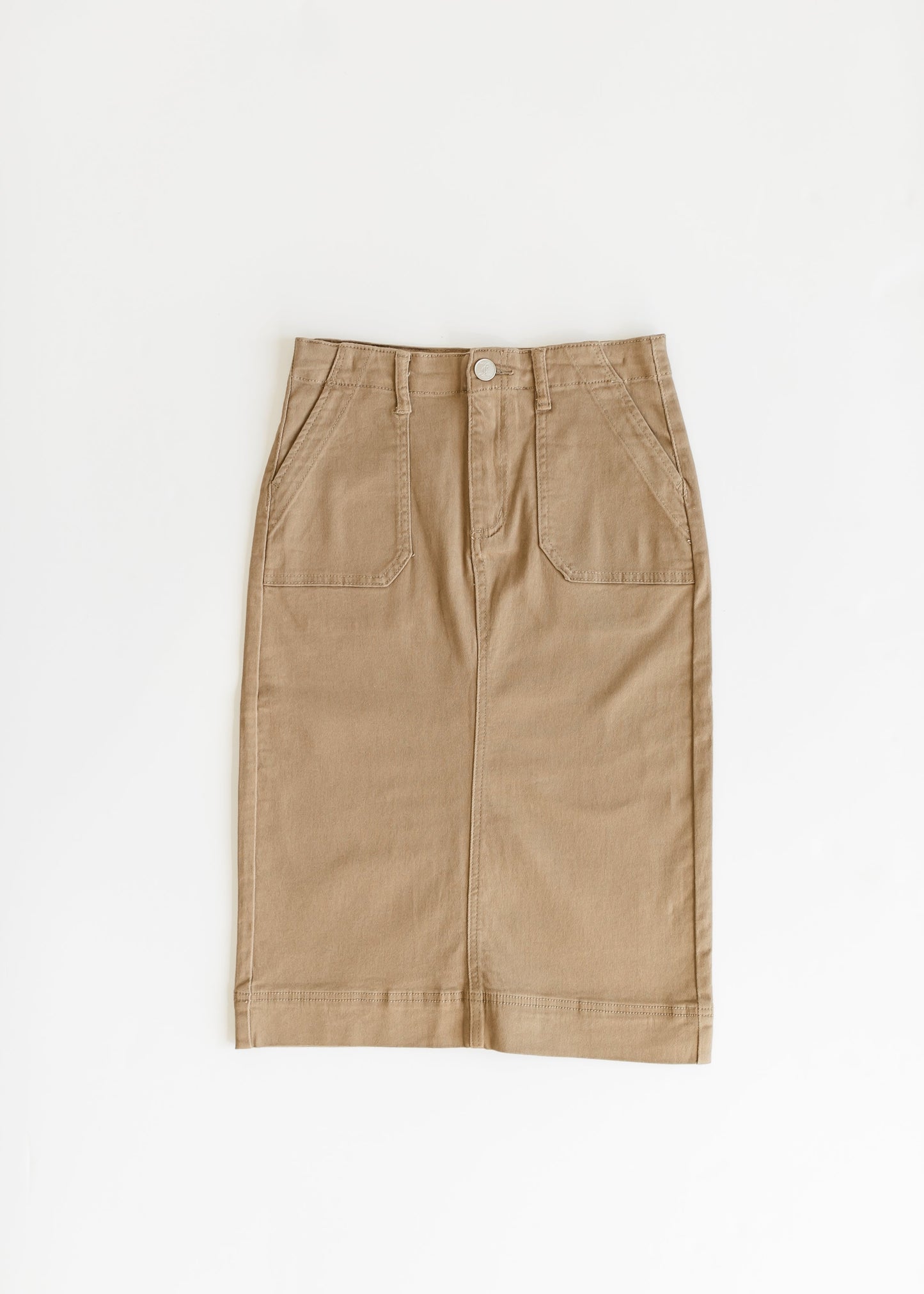 Cotton Twill Stretch Midi Skirt Erica