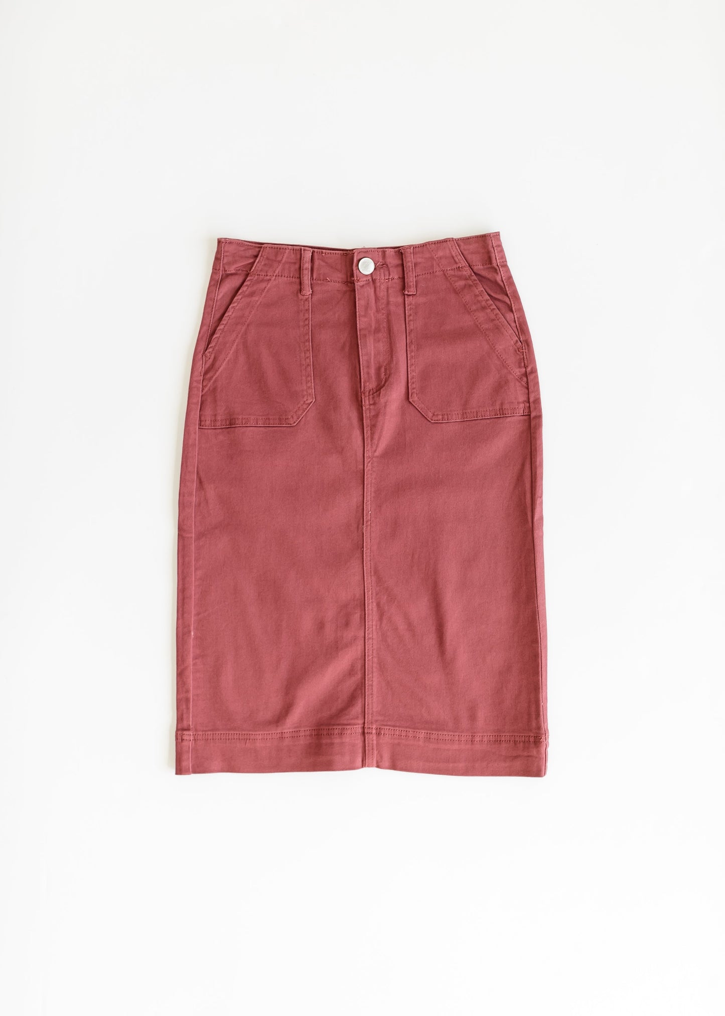 Cotton Twill Stretch Midi Skirt Erica
