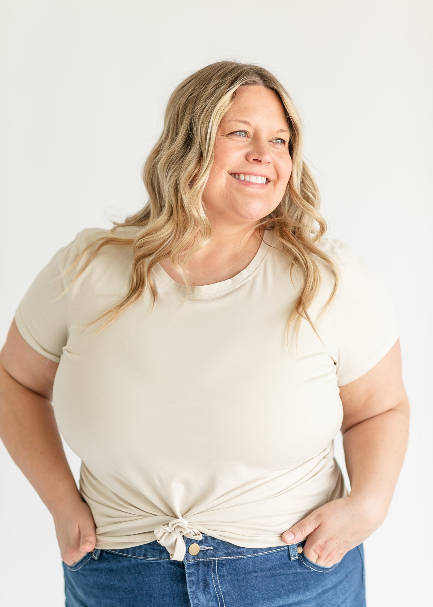 Essential Crew Taupe Basic Tee T-Shirt