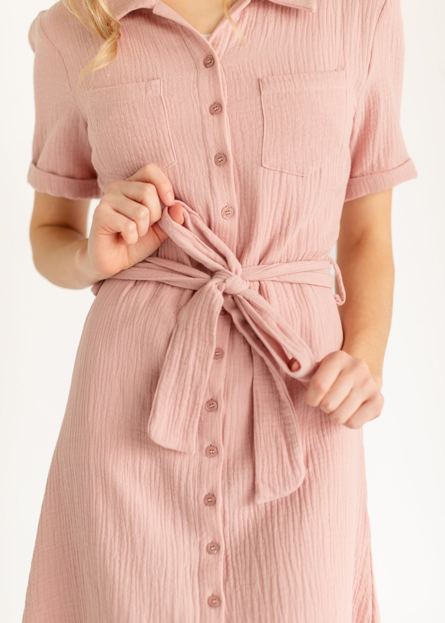 Essential Gauze Light Taupe Shirt Dress Inherit Co.