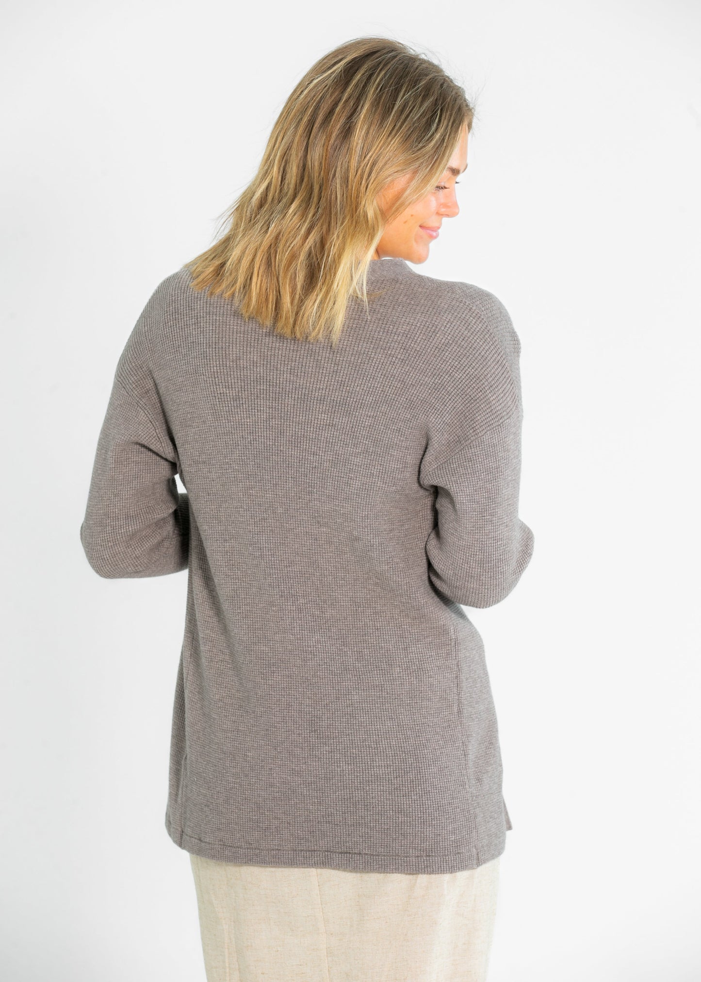 Waffle Knit Stretchy Open Front Cardigan Essential Waffle Knit Cardigan Inherit Co.