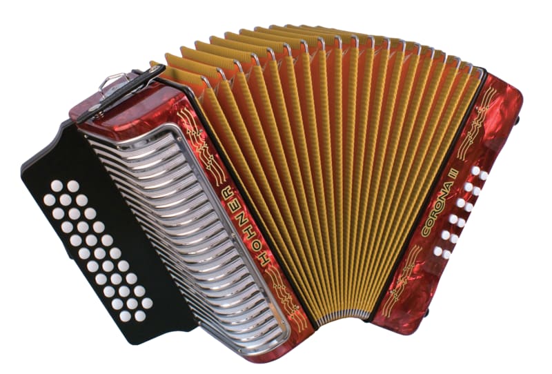 Diatonic Accordion Keys of F/Bb/Eb Red Hohner Corona II
