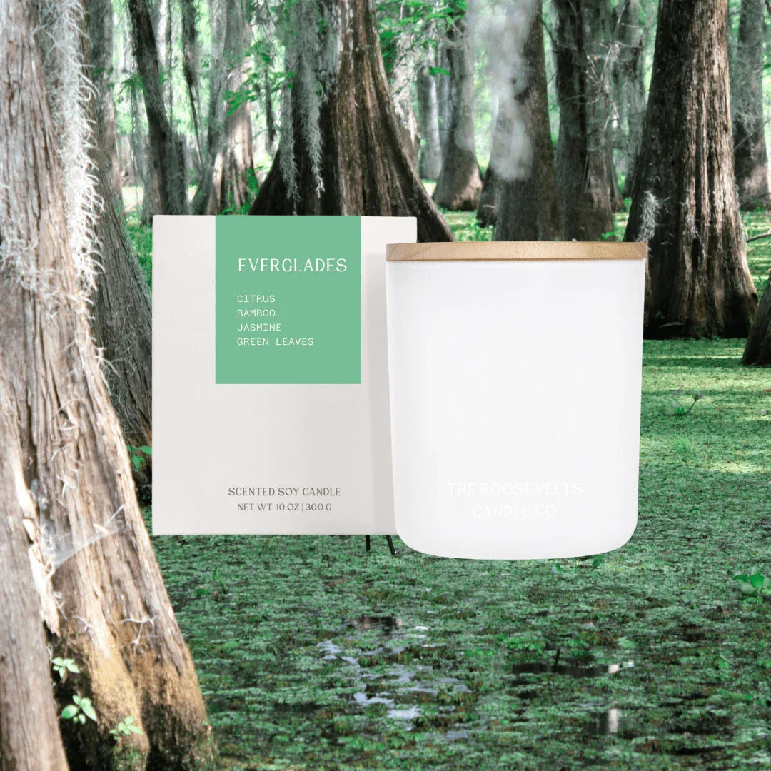 Everglades Citrus Bamboo Jasmine Green Leaves Scented Candle The Roosevelts Candle Co.
