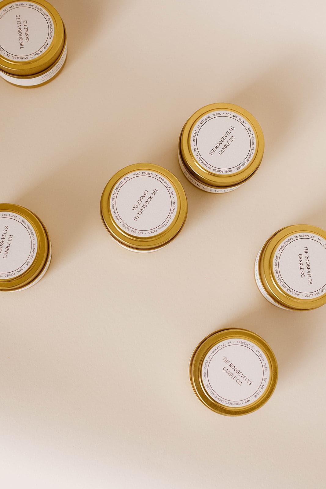 Everglades Citrus Bamboo Jasmine Green Leaves Travel Candle The Roosevelts Candle Co.