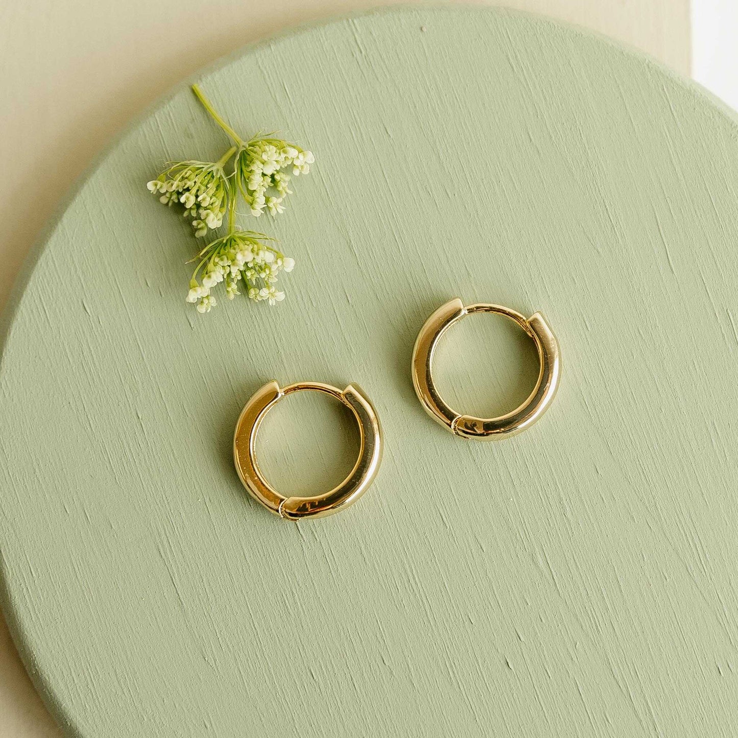 Gold Plated Hoop Earrings 16mm Everyday Hoop Earrings