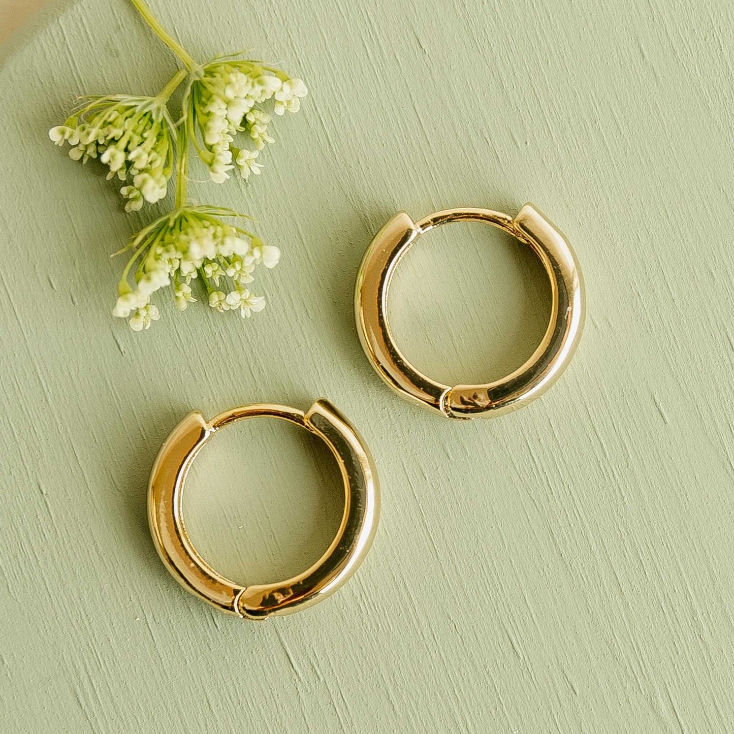 Gold Plated Hoop Earrings 16mm Everyday Hoop Earrings