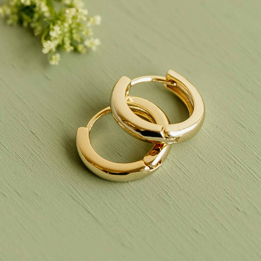 Gold Plated Hoop Earrings 16mm Everyday Hoop Earrings