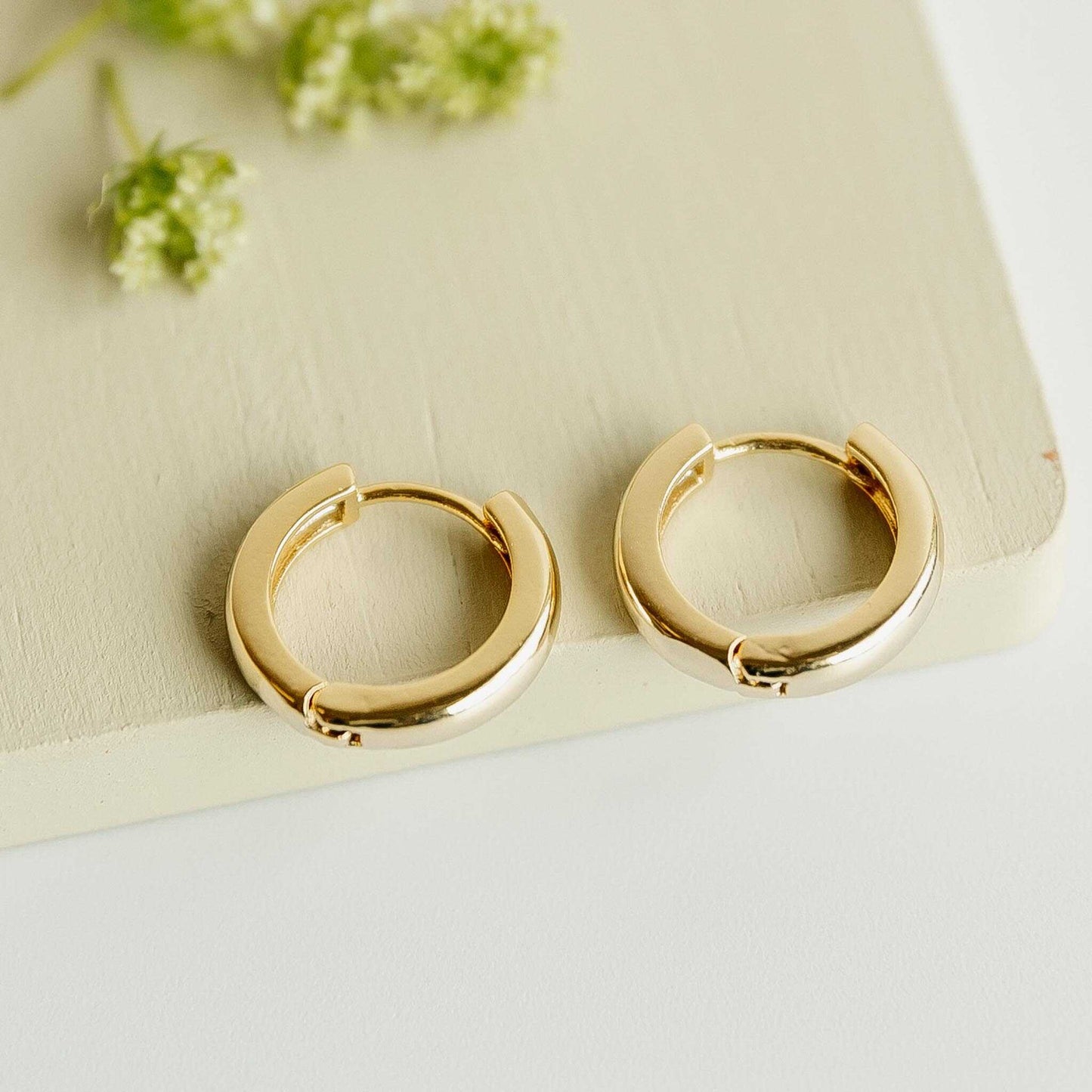 Gold Plated Hoop Earrings 16mm Everyday Hoop Earrings