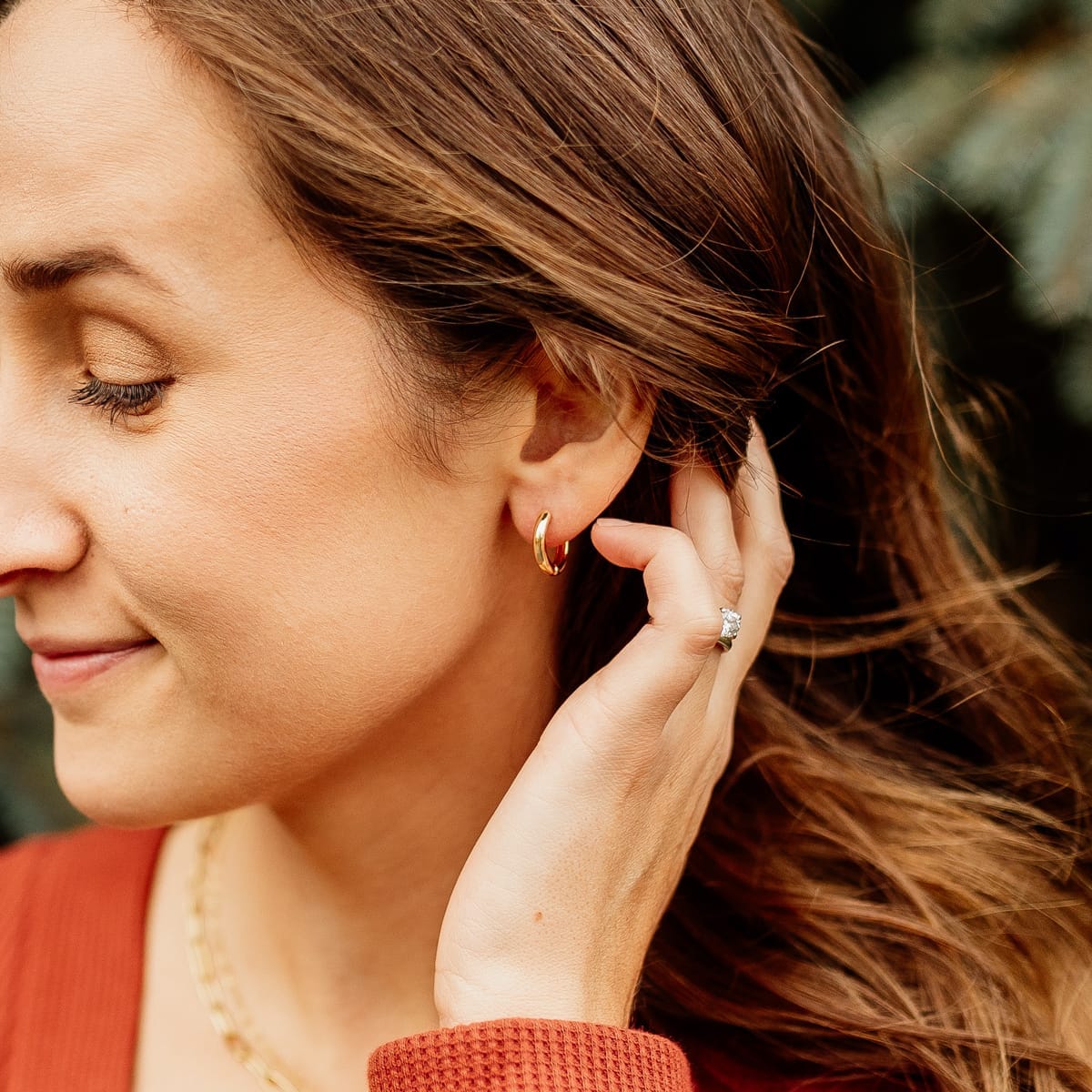 Gold Plated Hoop Earrings 16mm Everyday Hoop Earrings