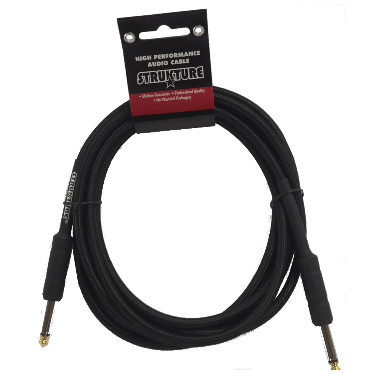 Black 6MM Woven 10ft Instrument Cable 1/4' to 1/4' Strukture