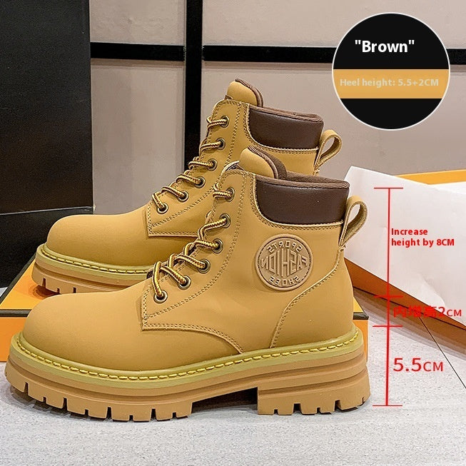 Genuine Leather Thick Bottom Elevator Women’s Martin Boots