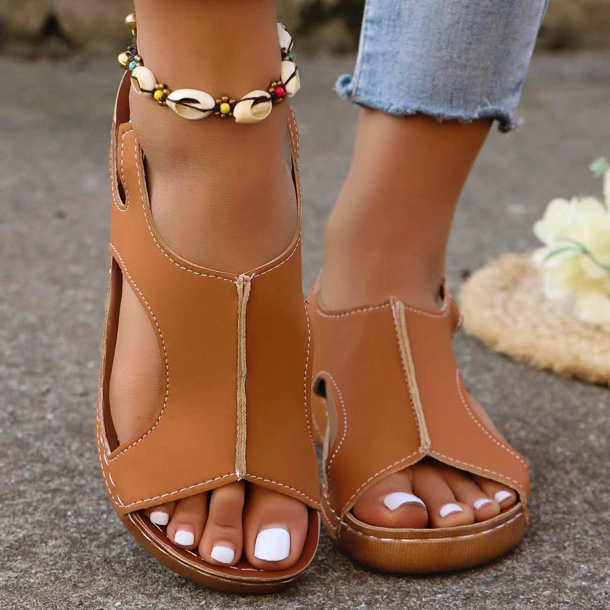 Elastic-Band Fish-Mouth Casual Wedges Women’s Summer Sandals