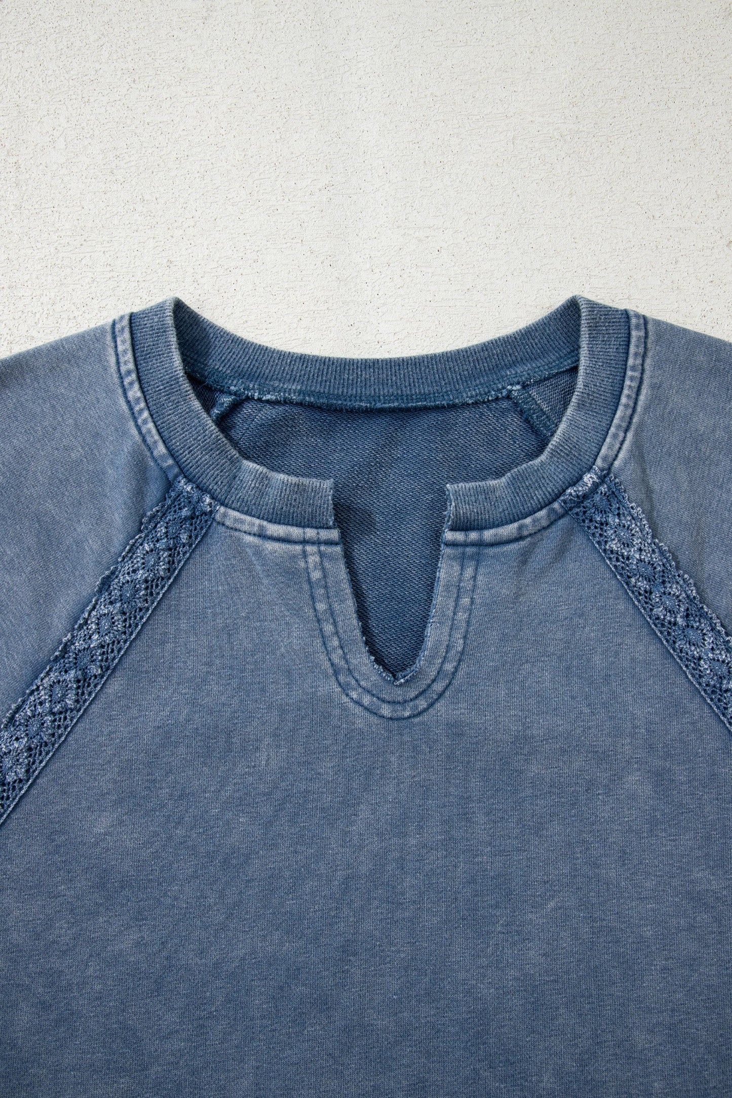 Red Dahlia Lace Patchwork Mineral Wash Baggy Sweatshirt