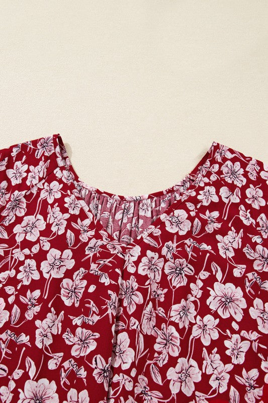 Plus Size Floral Balloon Sleeve Mini Dress