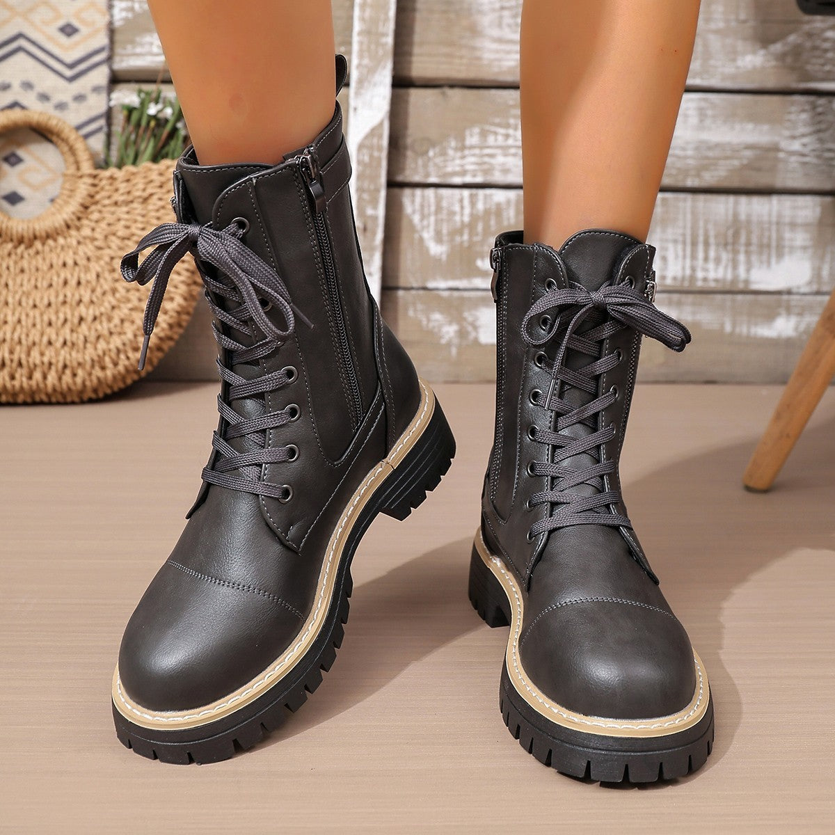 Solid Color Low Heel Mid Boots Women’s Mid Boots Stepique