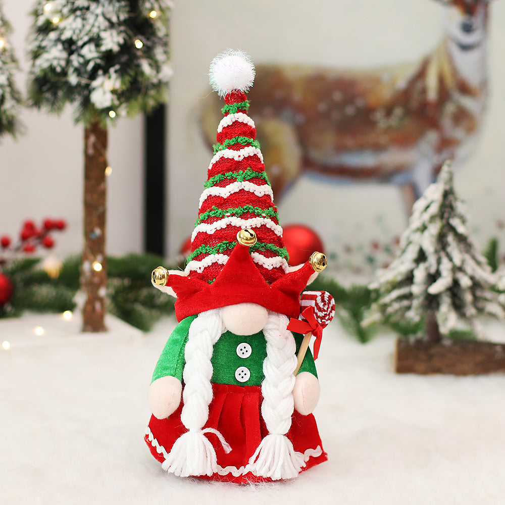 Elf Santa Claus Doll Ornaments Knitted Cloth Couple Decorations
