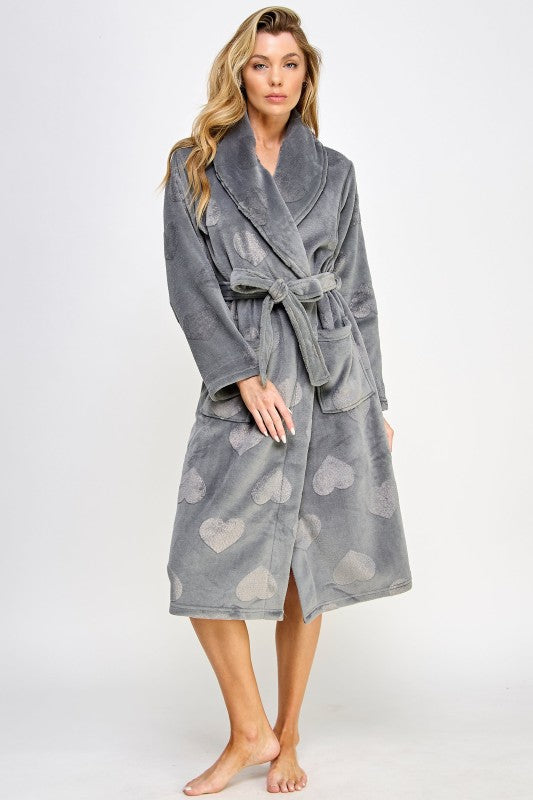 Beverly Robe Heart Pattern Plush Robe