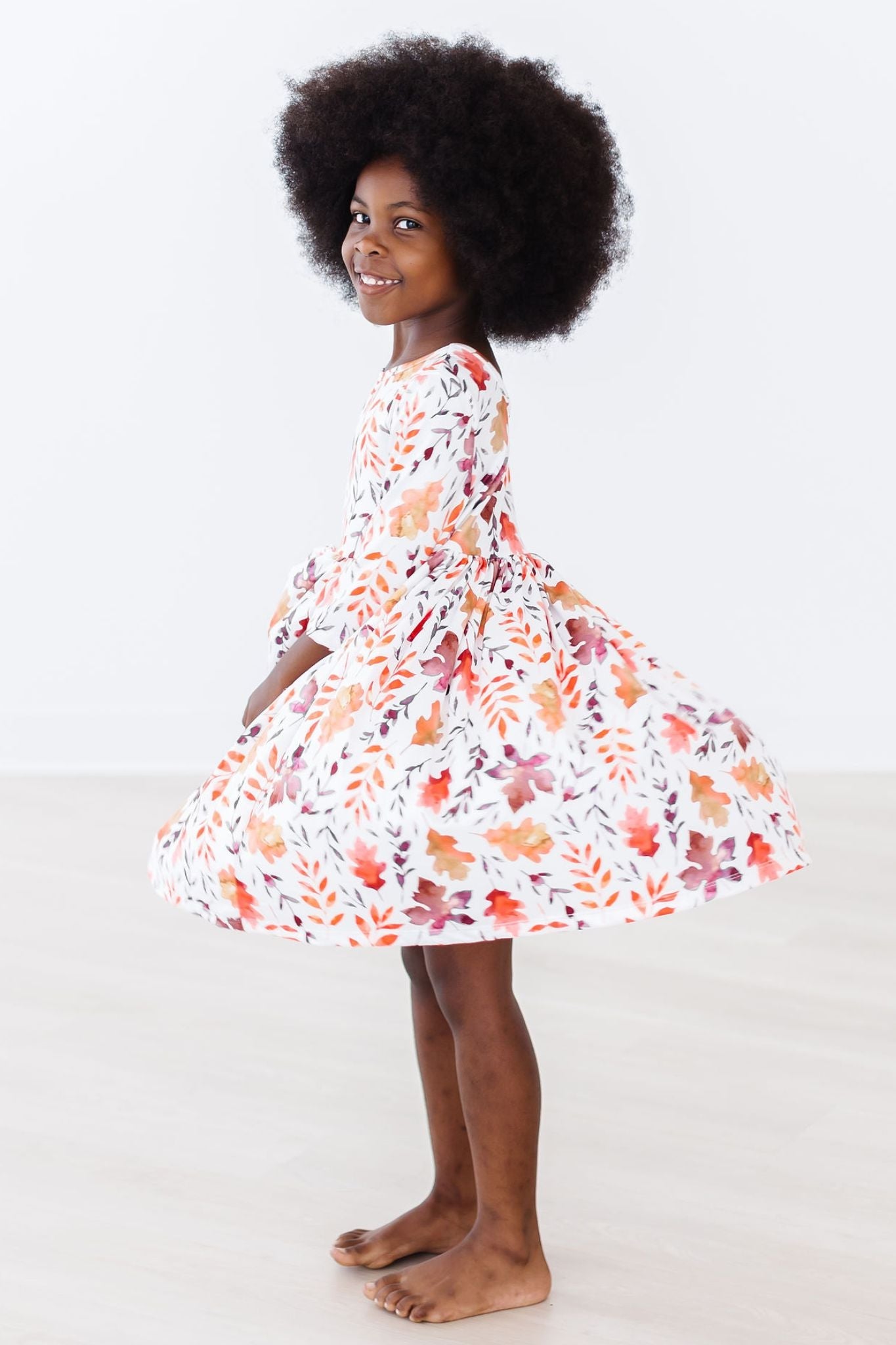 Falling Leaves 3/4 Sleeve Pocket Twirl Dress Mila & Rose