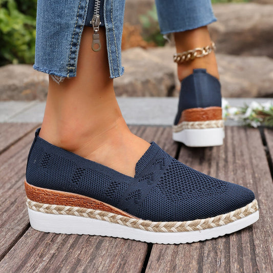 Woven Rope Platform Snakeskin Pointed-Toe Flats Women’s Trendy Flats