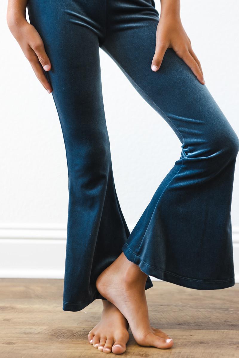 Denim Blue Velvet High Waist Bells Mila & Rose