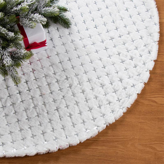 White Hair Sequins Diamond Plaid Christmas-tree Skirt Creative Fashion