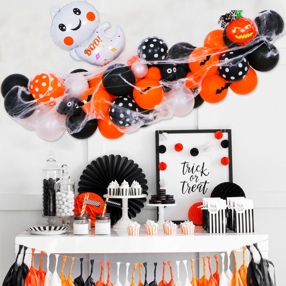 Halloween Pumpkin Theme Black Orange Balloon Chain Party Decoration Supplies