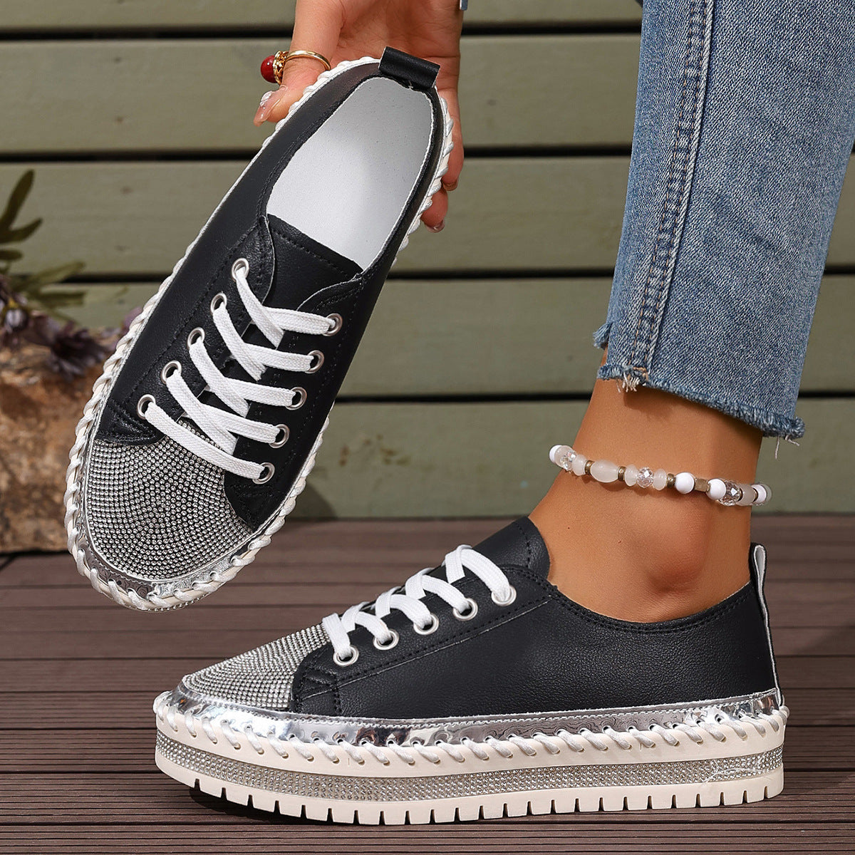 Women’s Plus Size Chunky Sole White Sneakers Casual Everyday Shoes