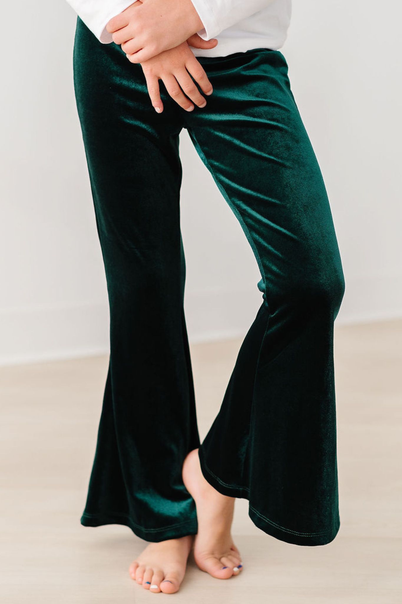 Hunter Green Velvet High Waist Bells Mila & Rose