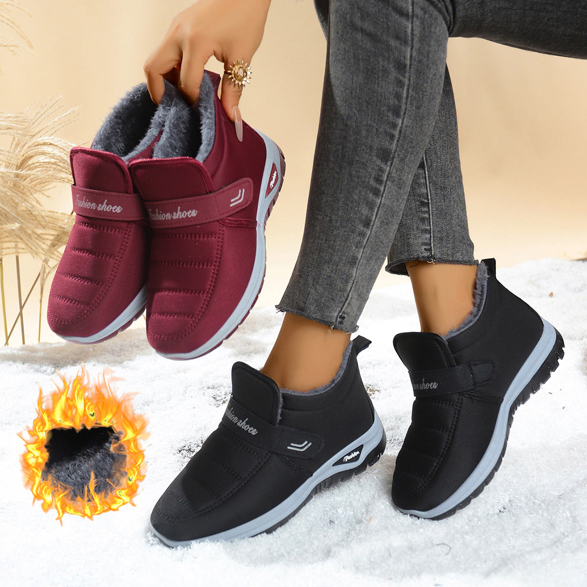 Women’s Fleece-Lined Insulated Snow Boots Warm Winter Anti-Slip Boots