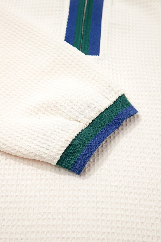 Naya Polo Zip Up Waffle Jumper Womens Tops