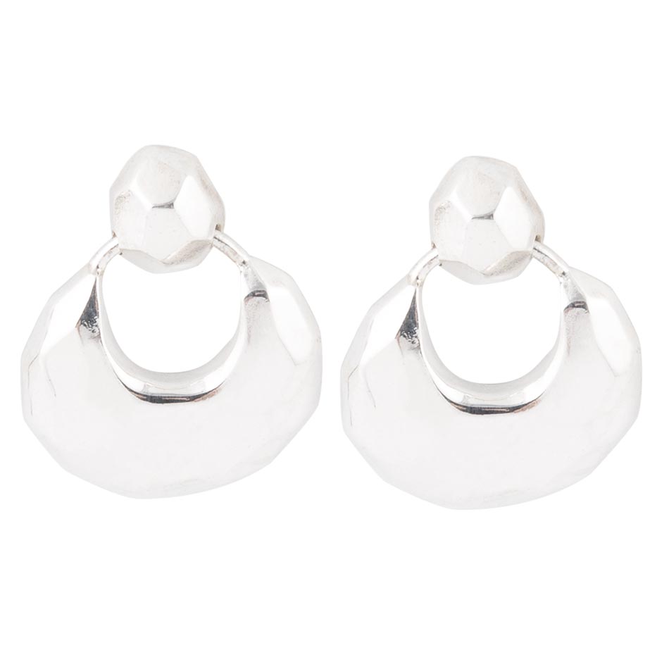 Faceted Sterling Silver Lightweight Doorknocker Post Earrings