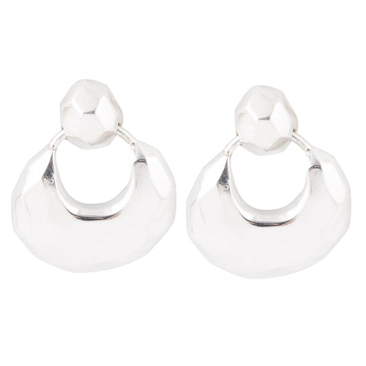 Faceted Sterling Silver Lightweight Doorknocker Post Earrings