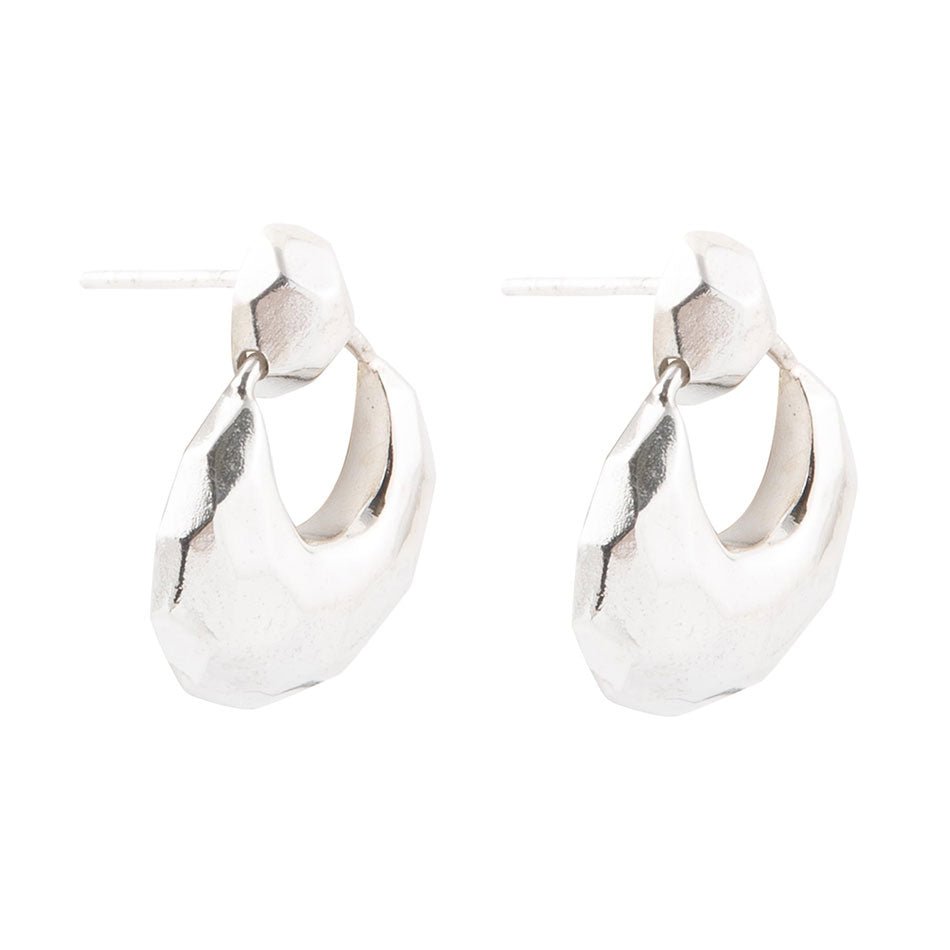 Faceted Sterling Silver Lightweight Doorknocker Post Earrings