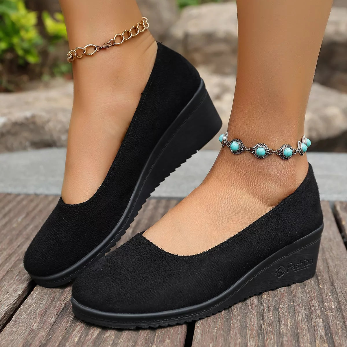 Wedge Heel Slip-On Loafers Wedge Heel Loafers