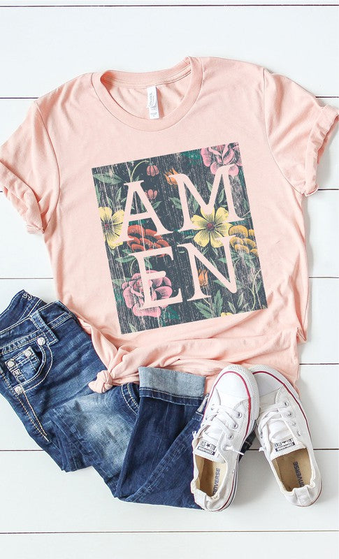 Floral Amen Graphic Tee 100% Cotton T-shirt
