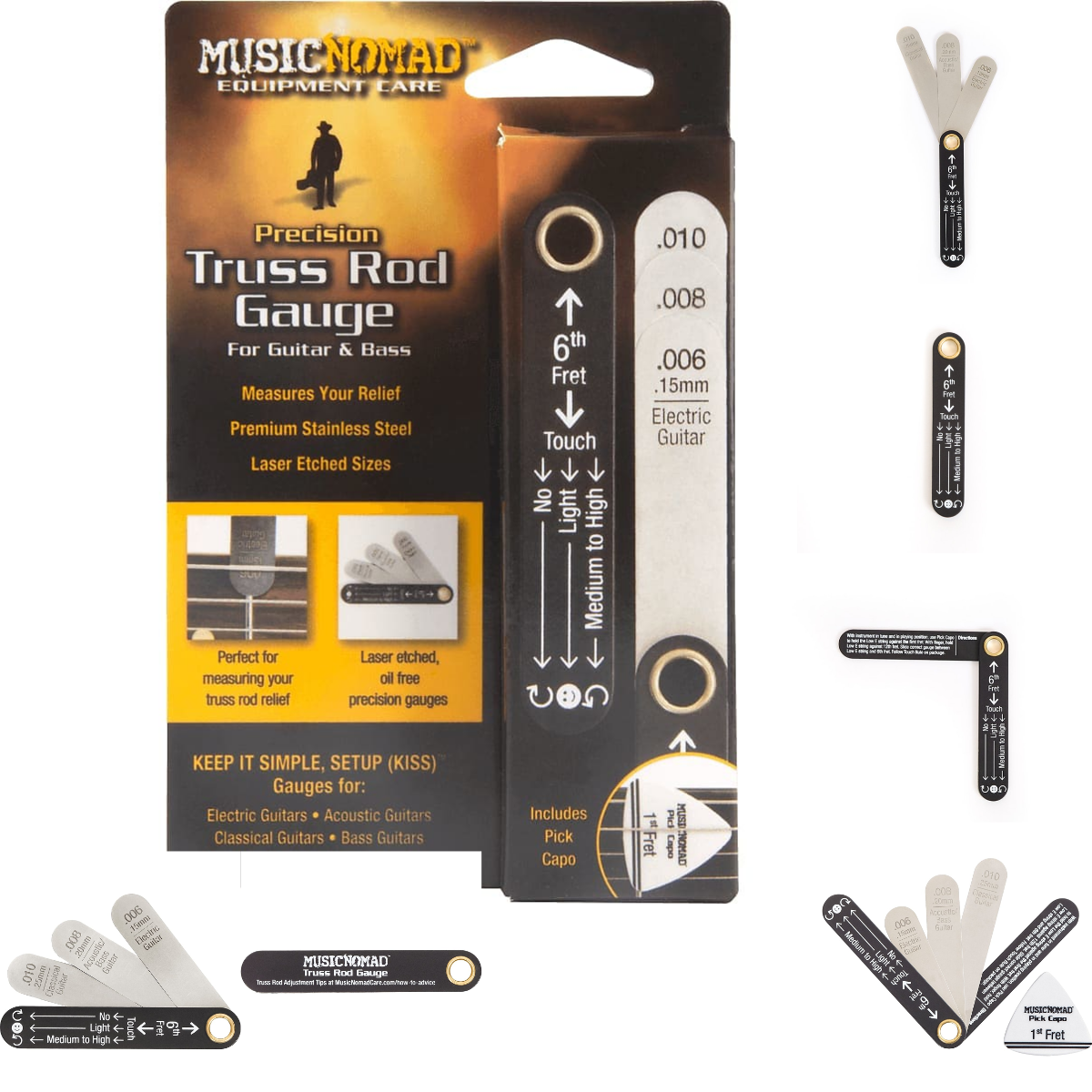 Precision Guitar Truss Rod Gauge Set with Pick Capo Music Nomad MN600