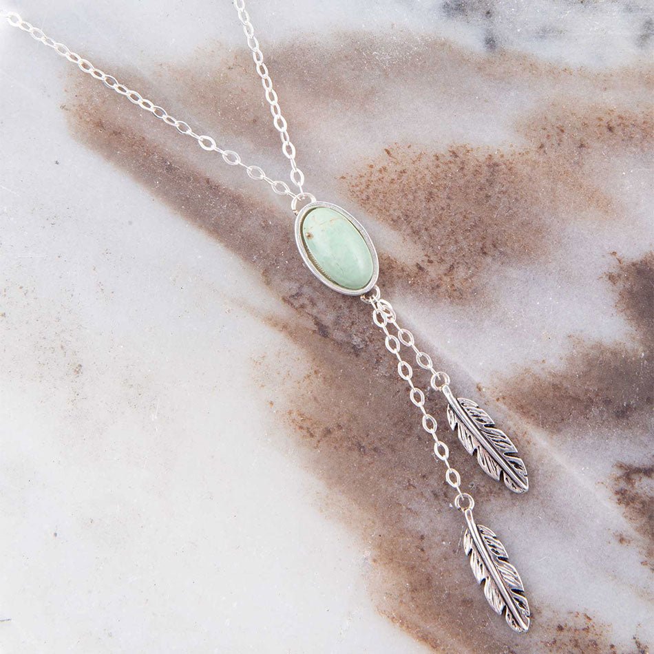 Feather Green Turquoise Sterling Silver Necklace Barse Jewelry