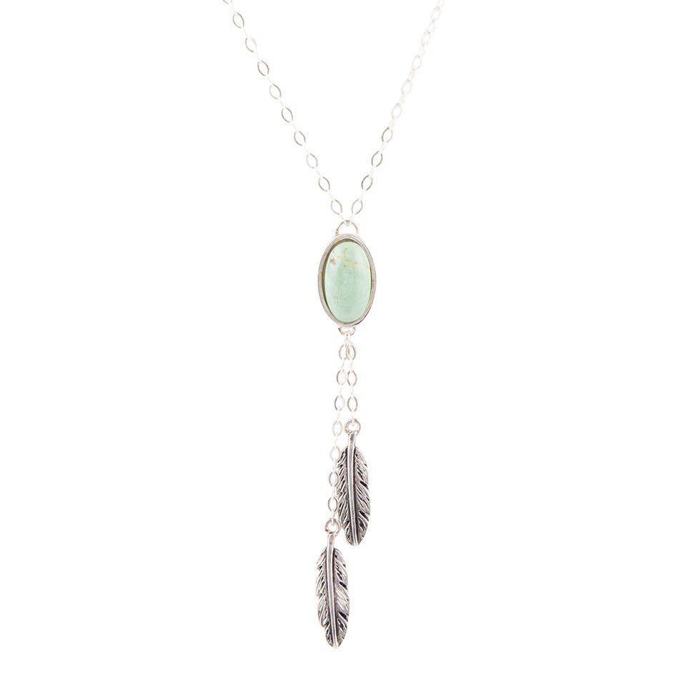 Feather Green Turquoise Sterling Silver Necklace Barse Jewelry