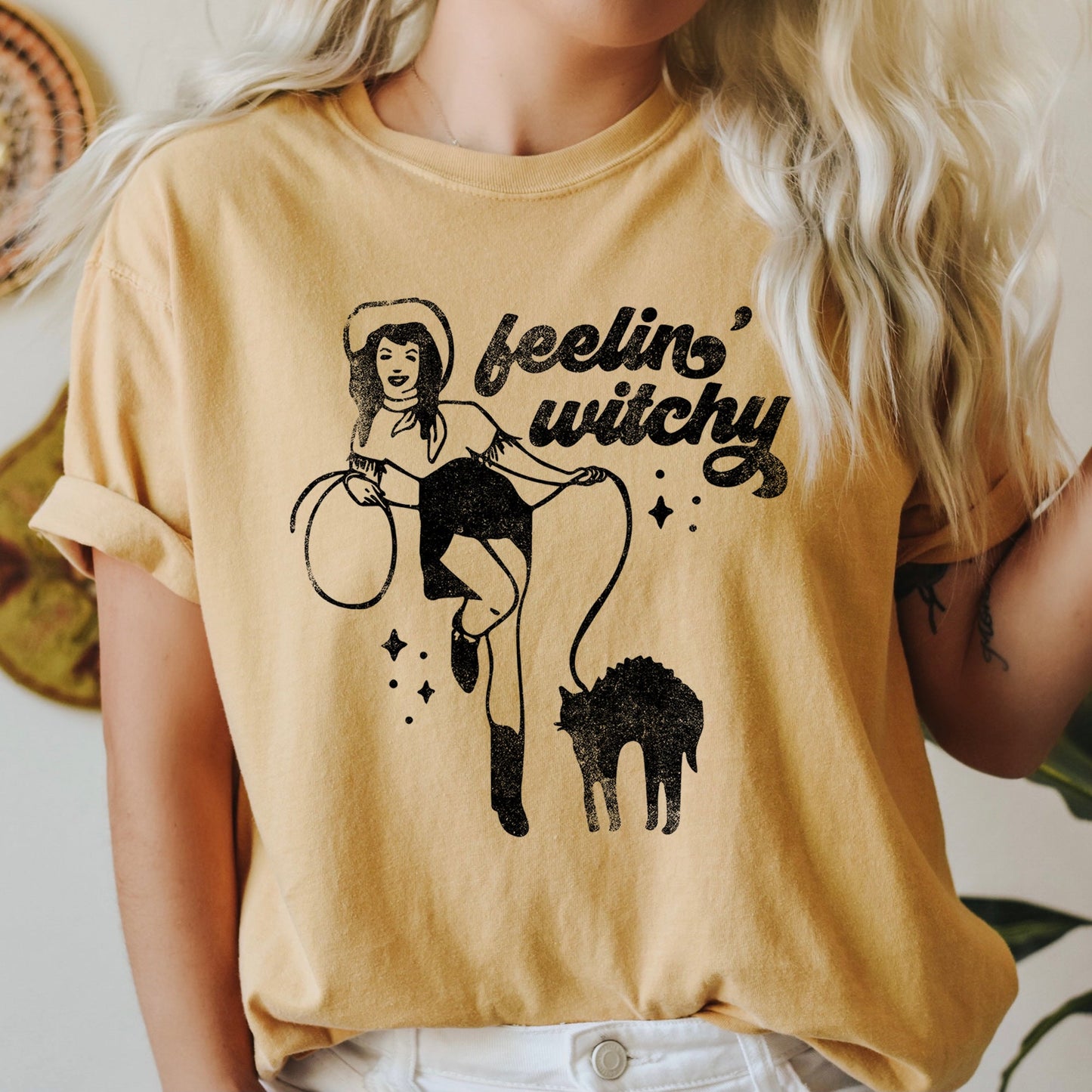 Feelin' Witchy Retro Halloween Comfort Colors Tshirt