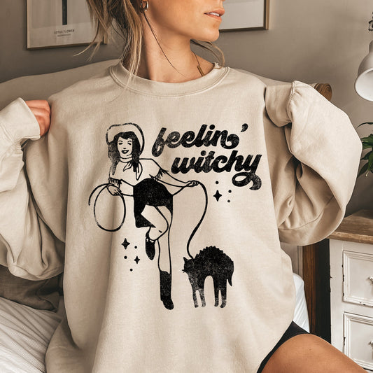 Feeling Witchy Halloween Sweatshirt Soft Cotton/Polyester Blend Sweatshirt