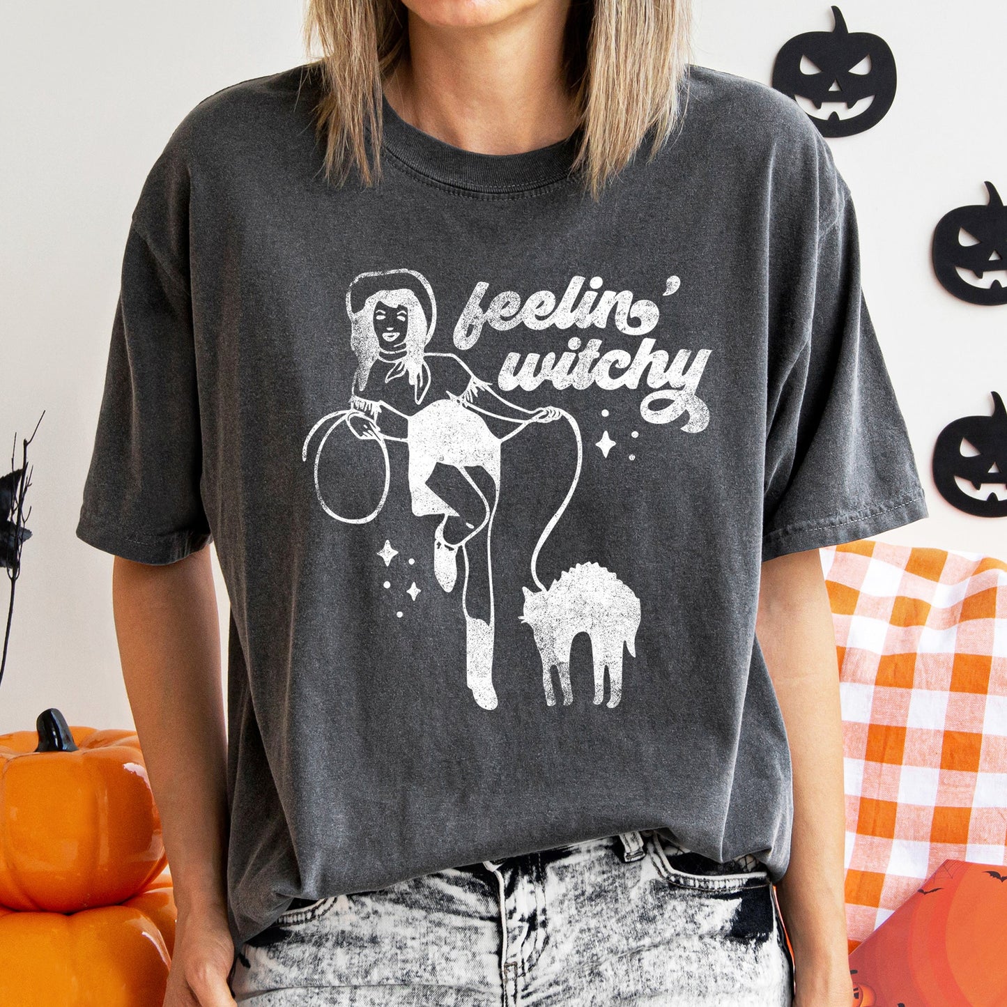 Feelin' Witchy Retro Halloween Comfort Colors T-shirt