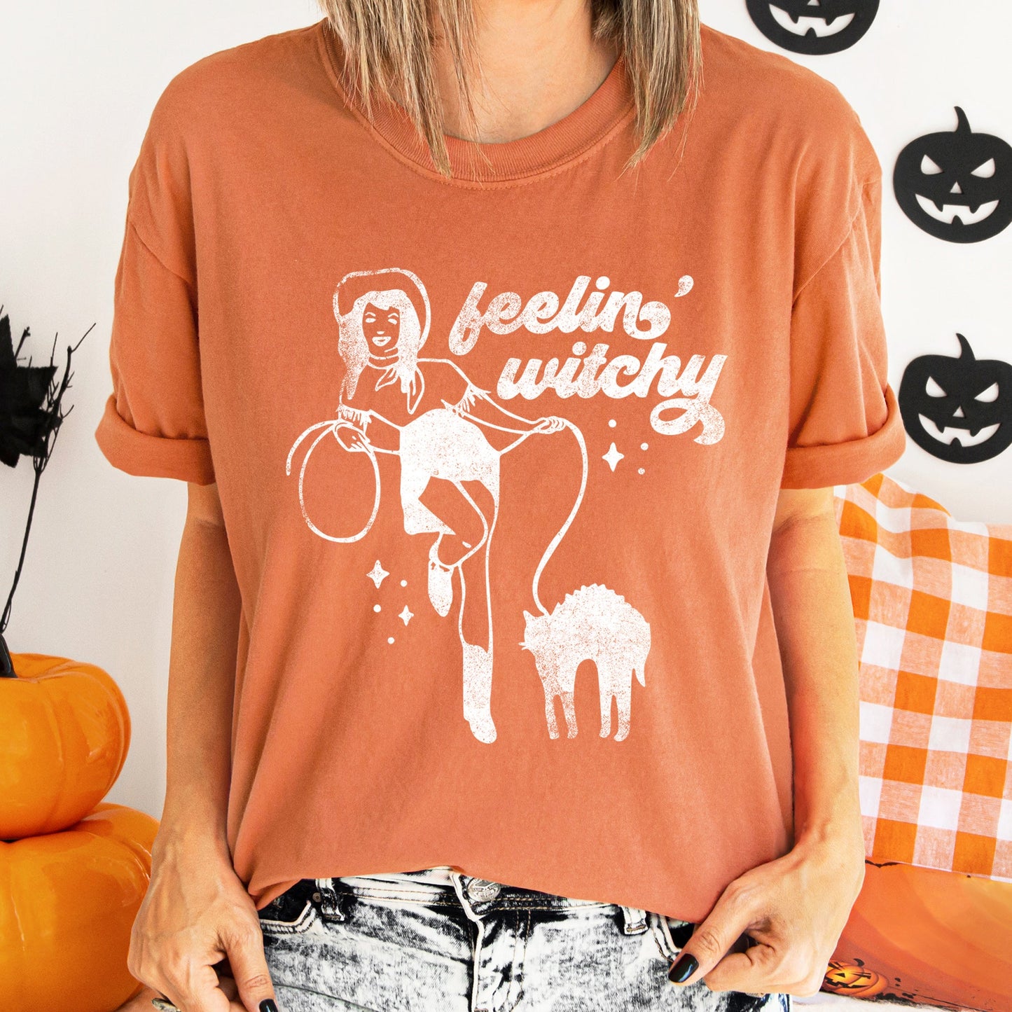 Feelin' Witchy Retro Halloween Comfort Colors T-shirt