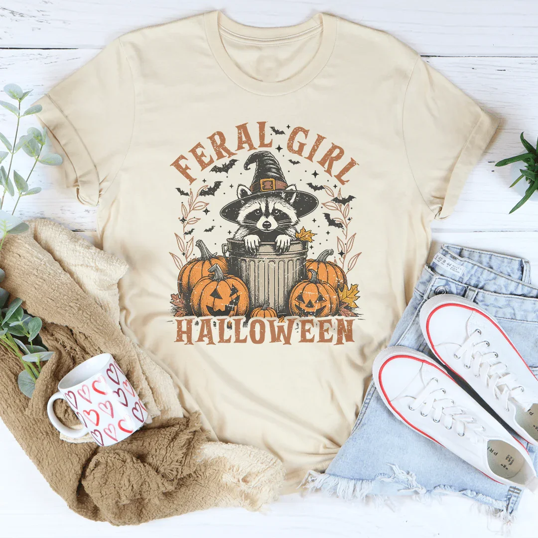 Feral Girl Halloween Tee Ultra-Soft T-Shirt Peachy Sunday